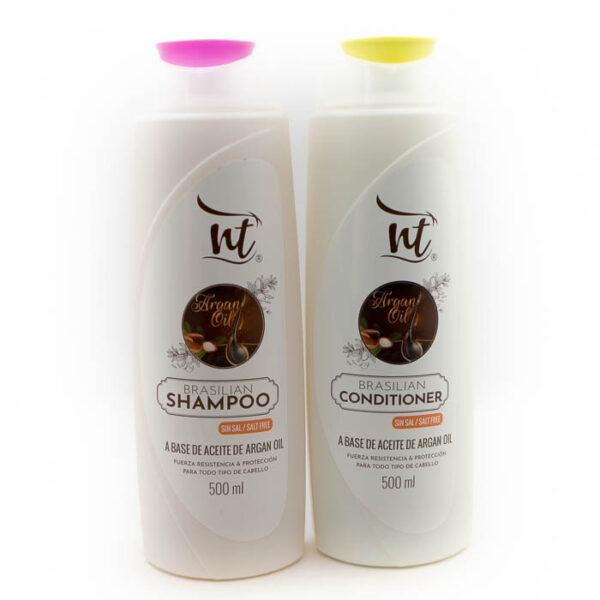 Juego de champú y acondicionador con aceite de argan nt 500 ml