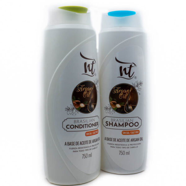 Juego de champú y acondicionador sin sal con aceite de argan nt 700 ml